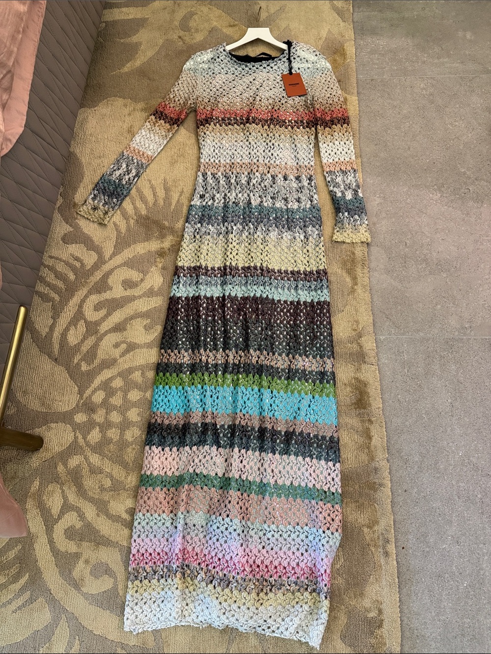 BNWT $2800 Missoni Long Maxi Dress in Mint, Teal, Brown & Coral 36 (0)